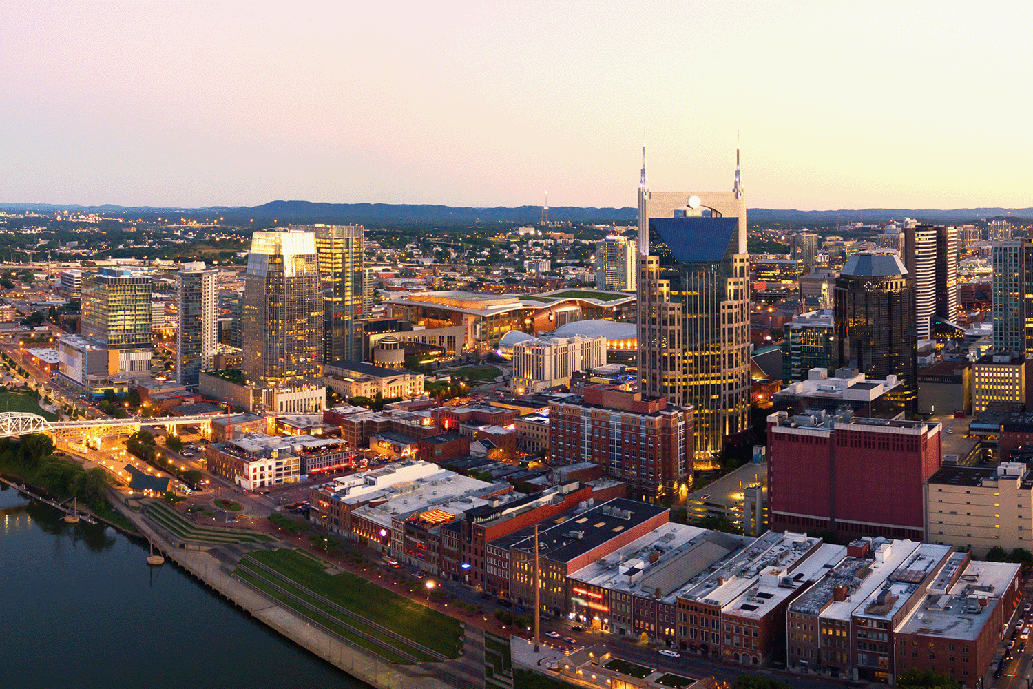 Aerial view of Nashville skyline