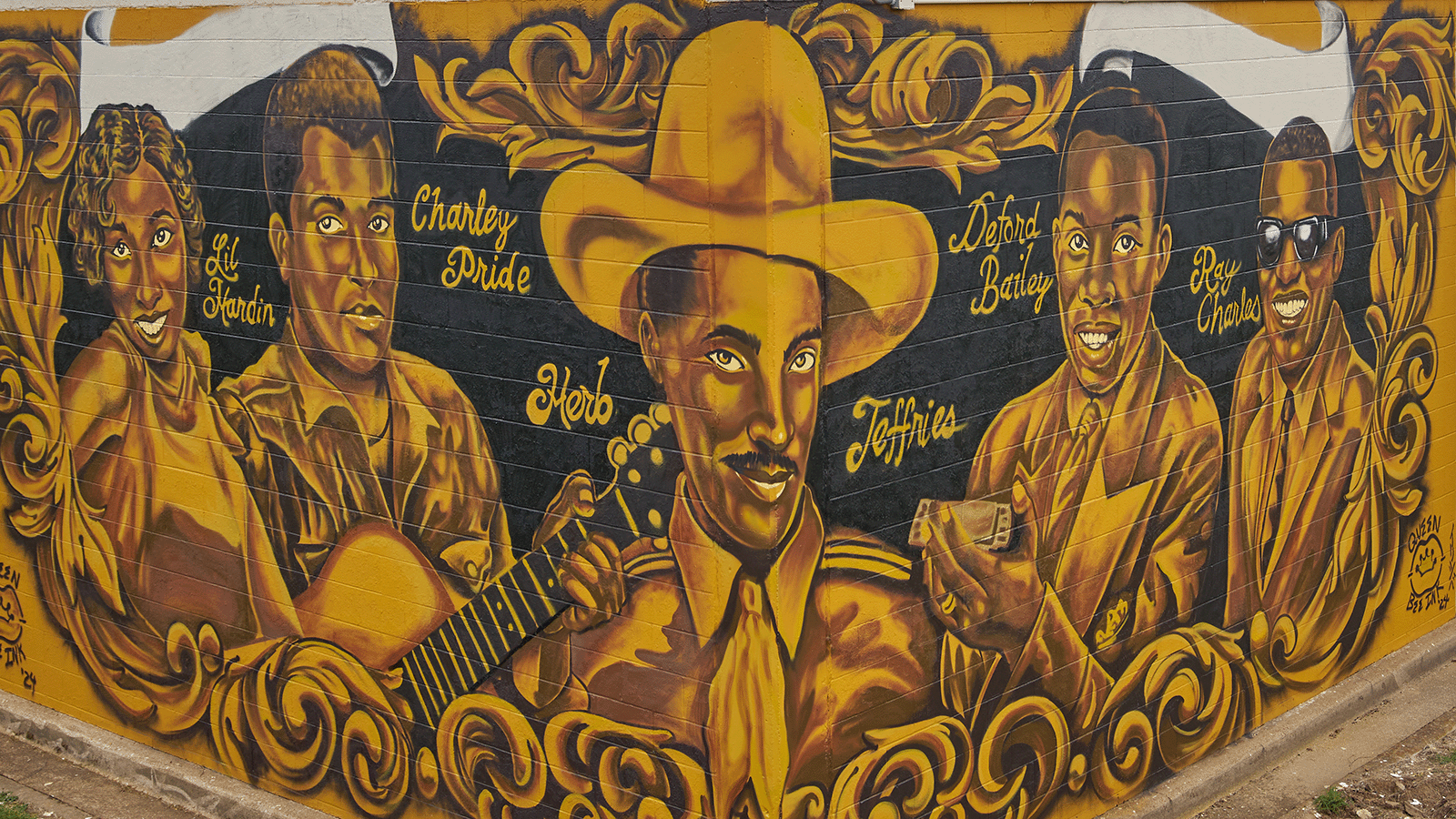 The “First Family of Black Country” mural at 625 Chestnut St. in Nashville (Harrison McClary/Vanderbilt University)