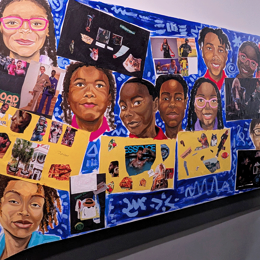 One of the colorful panels of the collaborative mural at Salama Urban Ministries, created by students with guidance from local artist Elisheba Israel Mrozik. (Vanderbilt University)