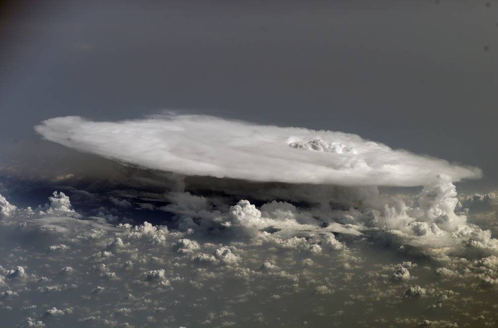 A new NASA mission, PolSIR, short for polarized submillimeter ice-cloud radiometer, will study high-altitude ice clouds, such as this cloud as seen from the International Space Station in 2008. Understanding how such clouds change throughout the day is crucial for improving global climate models. (NASA)