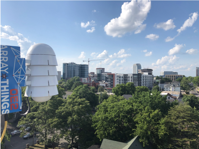 Members of the VECTOR team are working with Vanderbilt campus administration to install Array of Things (AoT) sensors at key locations on campus to help inform transportation research. 