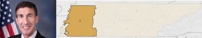 Rep. David Kustoff, map of TN Congressional district 8