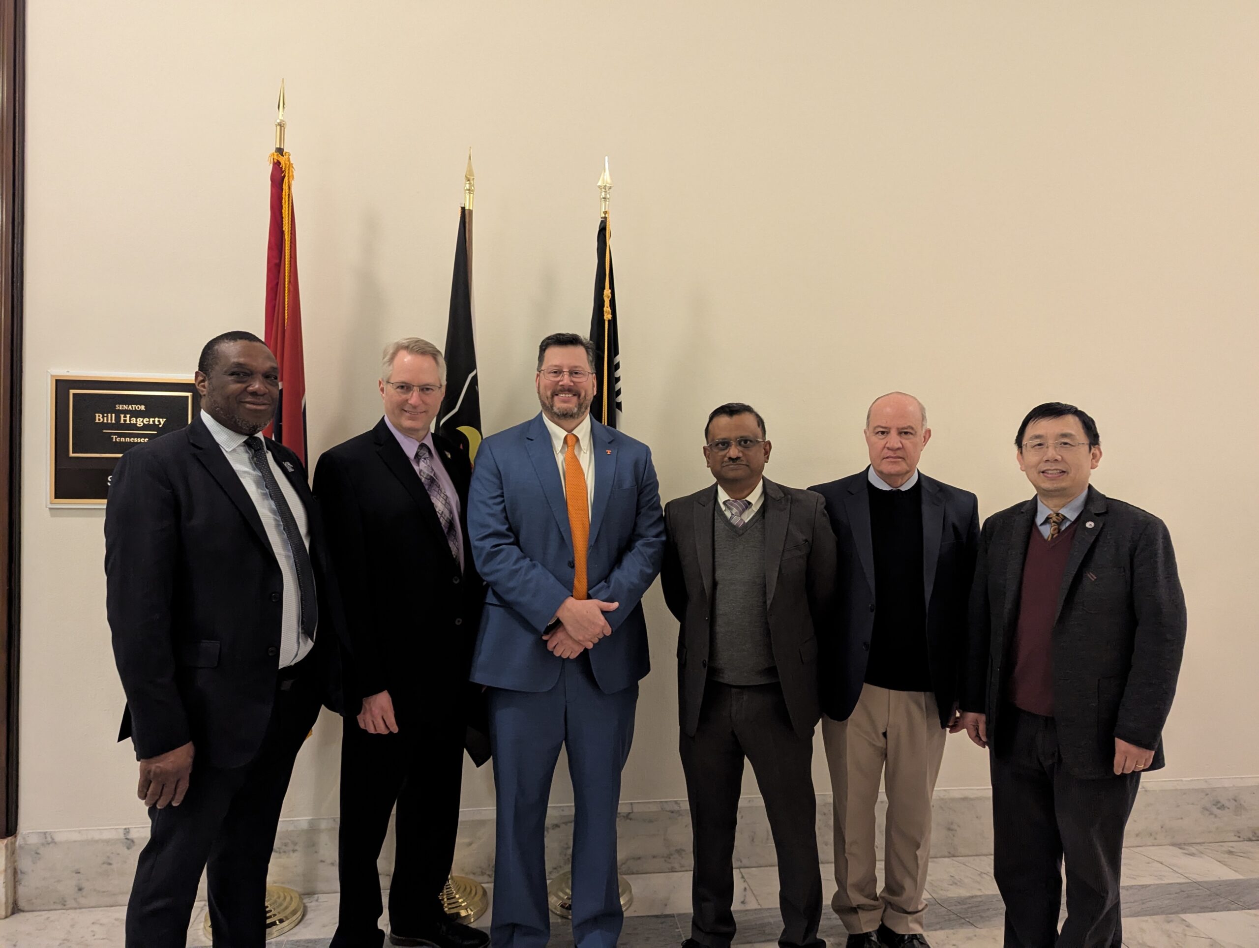 Deans Okenwa Okoli, University of Memphis, Joseph Slater, Tennessee Technological University, Matthew Mench, University of Tennessee-Knoxville, Krishnendu Roy, Vanderbilt University, Ahad Nasab, University of Tennessee-Chattanooga and Lin Li, Tennessee State University met with lawmakers in DC to advocate for sustained federal investment in engineering research and education.