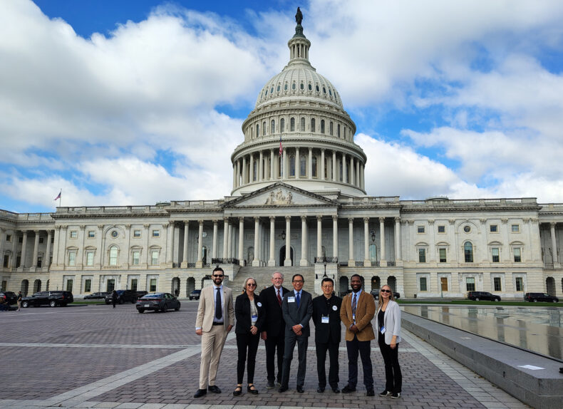 Among those in Washington, D.C., were, from left, Nicholas Warren, PhD, Shelagh Mulvaney, PhD, Alvin Powers, MD, Patrick Hu, MD, PhD, Hyun Song, PhD, Ronald McMillan, PhD, and Sara Kavanaugh.
