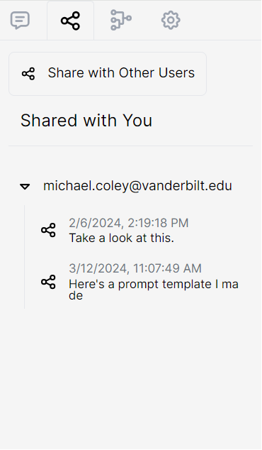 Screenshot showing any conversation or prompt that has been shared with you from another Amplify user.