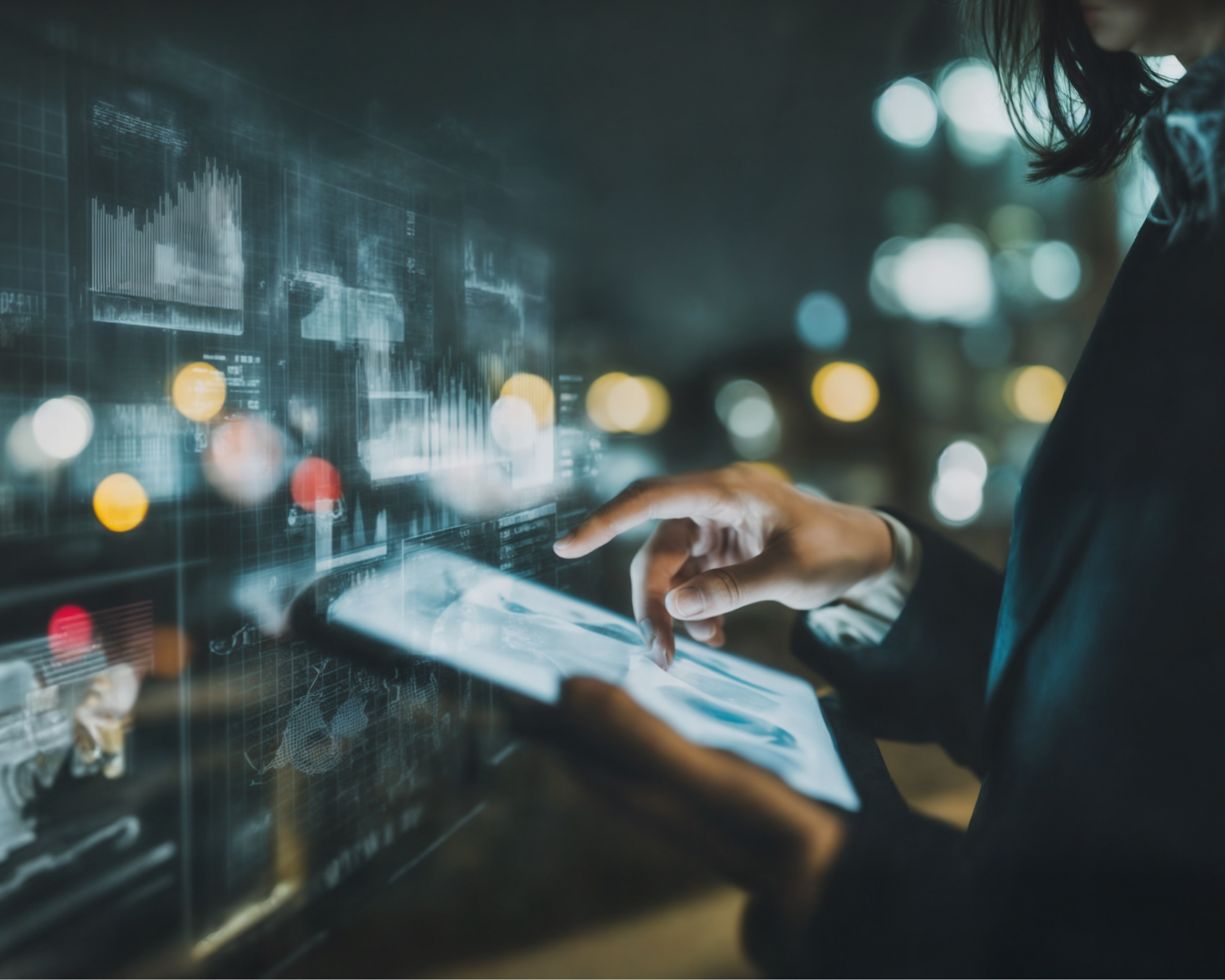 Someone on a tablet looking at data