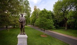 Cornelius Vanderbilt Statue, Kirkland Hall in background.