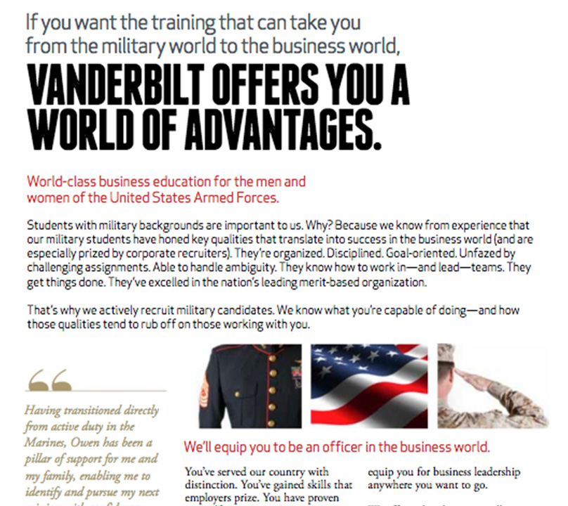 MBA Military Brochure | Vanderbilt Business School