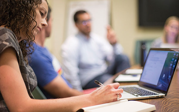 Peabody College graduate student Hattie Duplechain during a planning meeting.