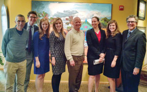 Students, faculty, dean and Cal Turner Jr.