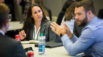 Vanderbilt Business students engaging in conversation at the 2018 Consulting Trek