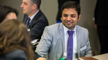 This image shows a Vanderbilt Business student at the 2018 Consulting Treck