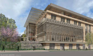 Rendering of exterior addition to Management Hall