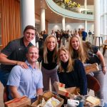 Olivia Moore gathered with classmates at a Vanderbilt Business Closing Bell in Management Hall.