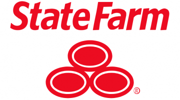 Pictured: State Farm Insurance logo. Red text and image on a white background.