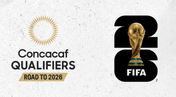 Pictured: An image from Concacaf.com, showing the FIFA 2026 logo and the Concacaf Qualifiers logo. The 2 logos are side by side on a white background with black dots. The logos are primarily black and gold.
