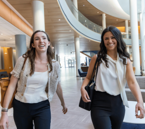 Pictured: Accelerator students walk through Vanderbilt Business' Management Hall. 