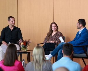 Pictured: Shawn and Andrew East have conversation with Vanderbilt's Mario Avila during DSS event