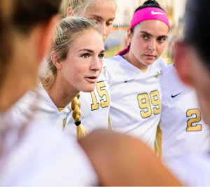 Pictured: Vanderbilt Women's Soccer players gather in a circle.