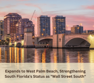 Pictured: The skyline in Palm Beach with the sunset.