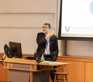 Pictured: Tim Vogus of Vanderbilt Business leads a conversation on the intersection of neurodivergent employees and the future of work.