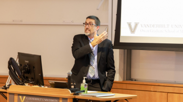 Pictured: Tim Vogus of Vanderbilt Business leads a conversation on the intersection of neurodivergent employees and the future of work.