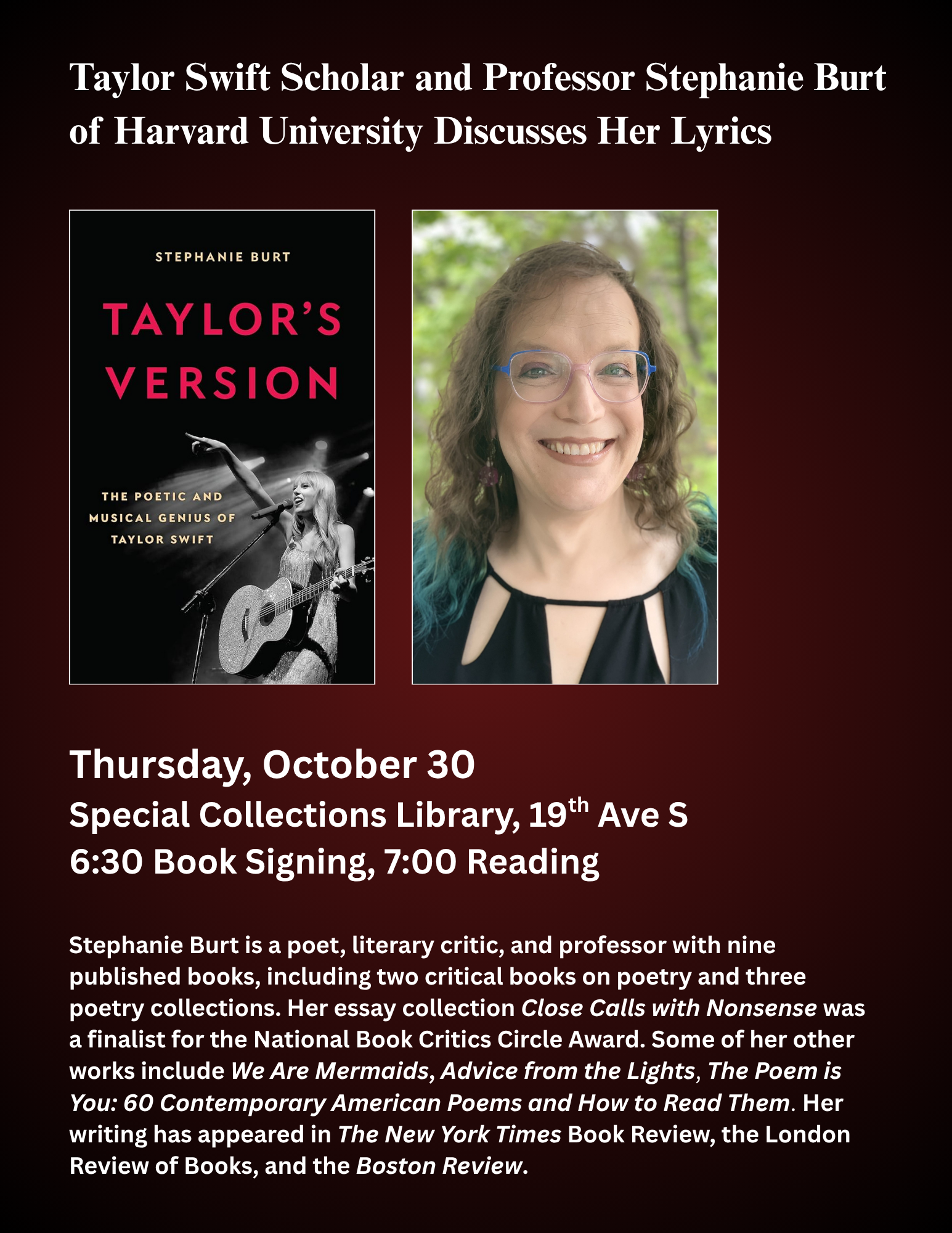 poster for Burt lecture