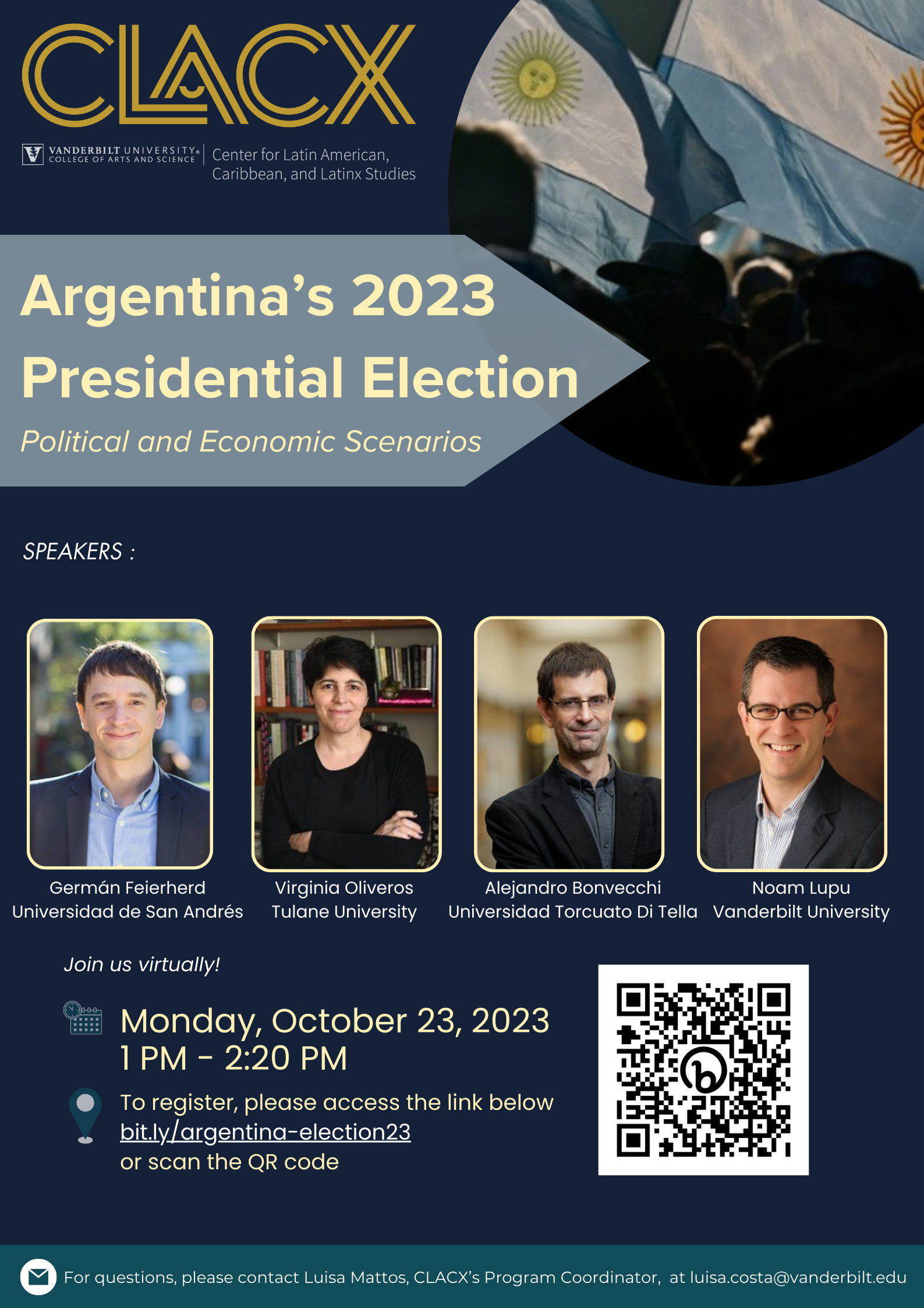 Argentina’s 2023 Presidential Election: Political and Economic Scenarios. Join us virtually on October 23 at 1 p.m.!