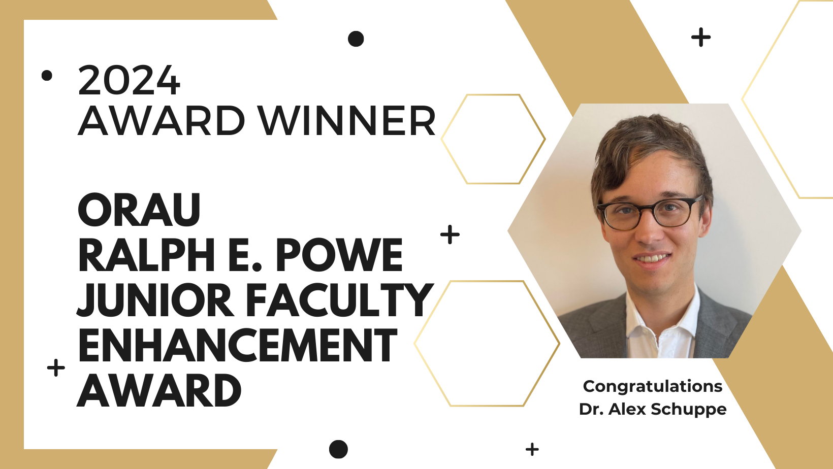 Alex Schuppe wins 2024 ORAU Ralph E. Powe Junior Faculty Enhancement Award