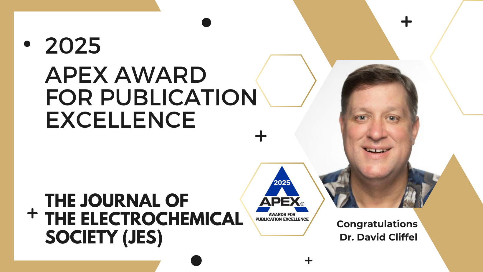Cliffel receives a 2025 APEX award for publication excellence in JES