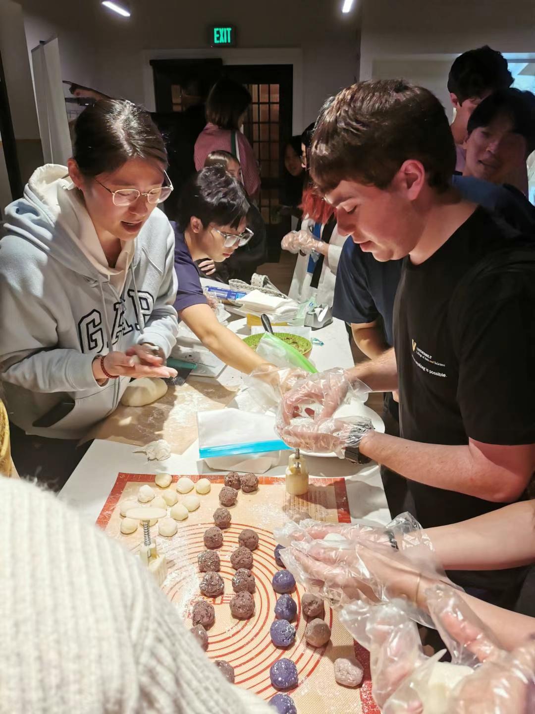 Students Making Chinese Mooncakes