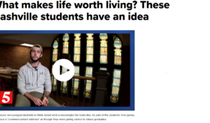 Dr Clay Stauffer encouraged students to think about what a meaningful life looks like. As part of the students' final grade, they gave a 