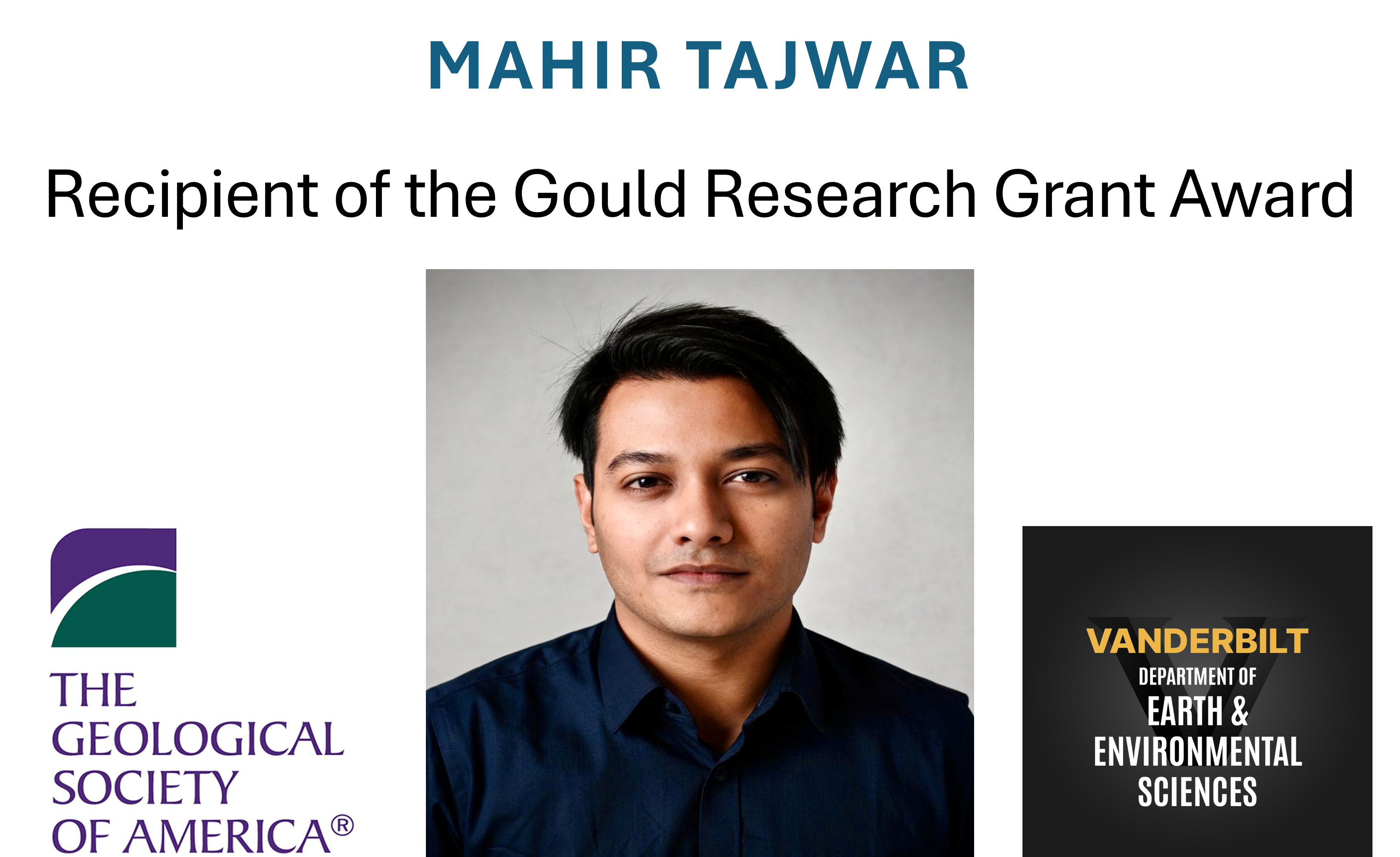 EES PhD Student Mahir Tajwar, Recipient of the Gould Research Grant Award!