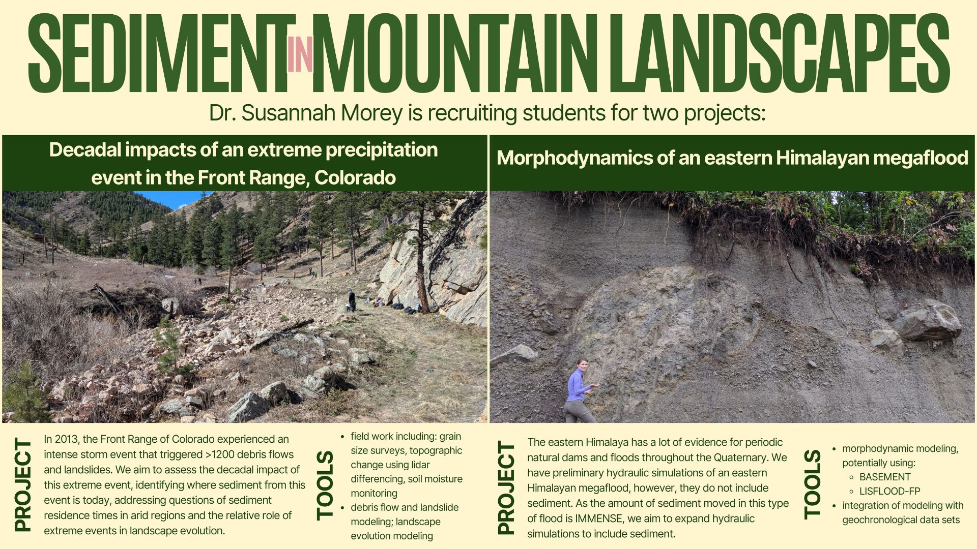 Dr. Susannah Morey is Recruiting Students for Two Projects