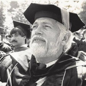 Professor Emeritus C. Elton Hinshaw wearing academic regalia