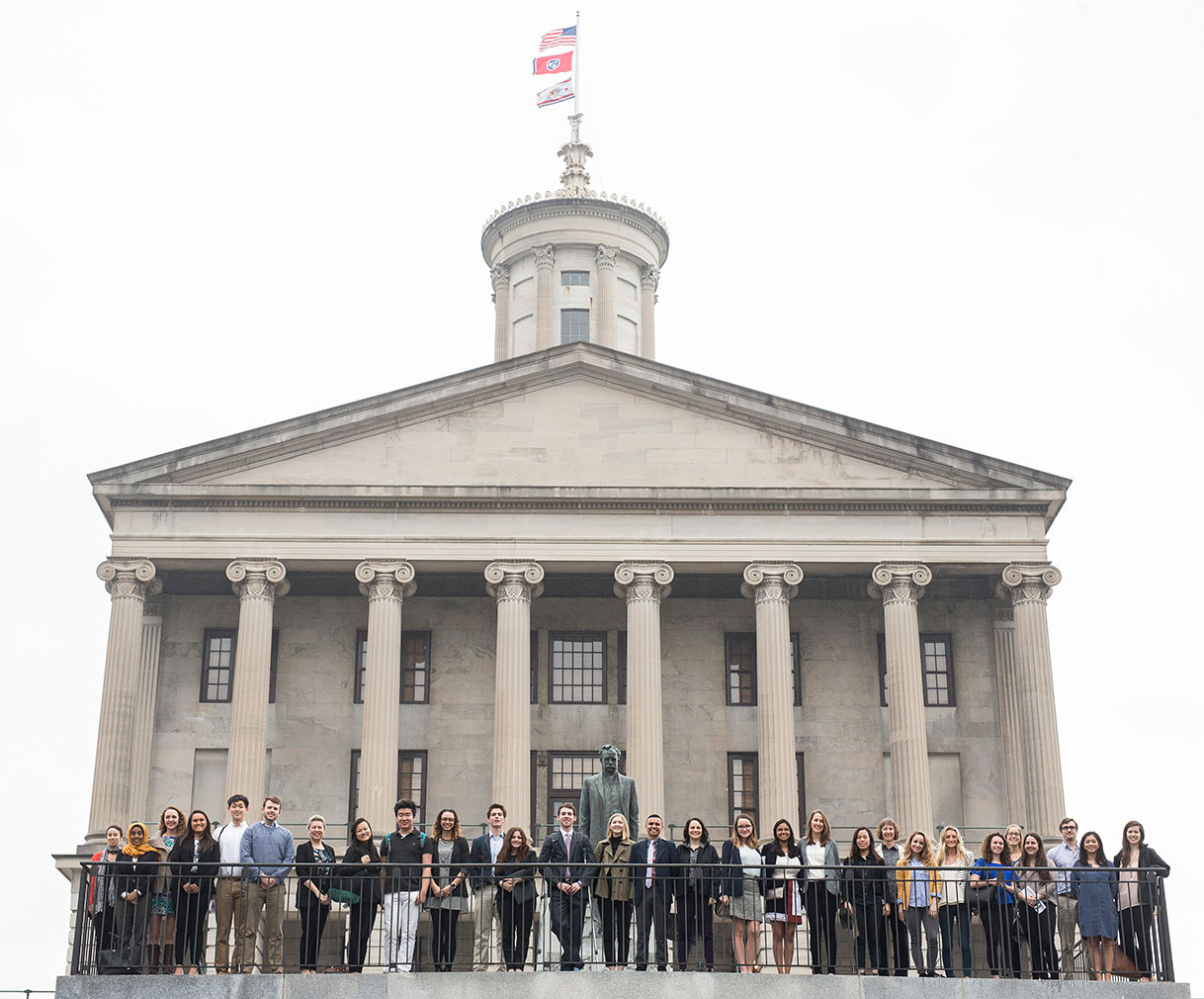 Members of the “The Nation’s Health” University Course pose before the Tennessee State Capitol during their recent day on the hill.