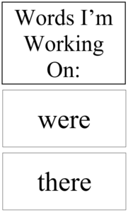Words I'm Working On Examples for Were and There