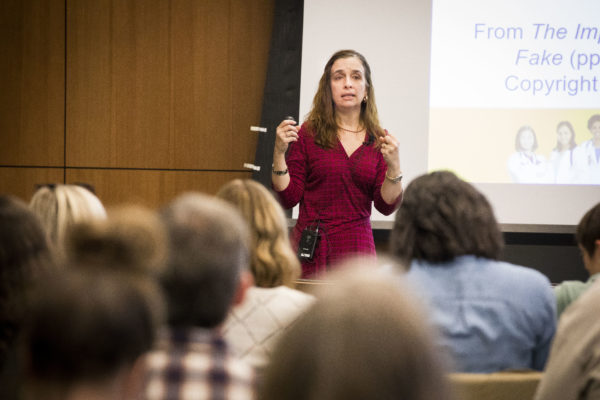 Professor of Medicine Maureen Gannon presented her lecture, titled, “Recognizing and Overcoming Imposter Syndrome." (Susan Urmy/Vanderbilt) 