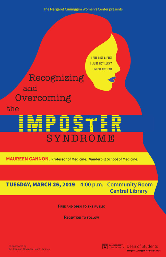 "Recognizing and Overcoming Imposter Syndrome" March 26 poster