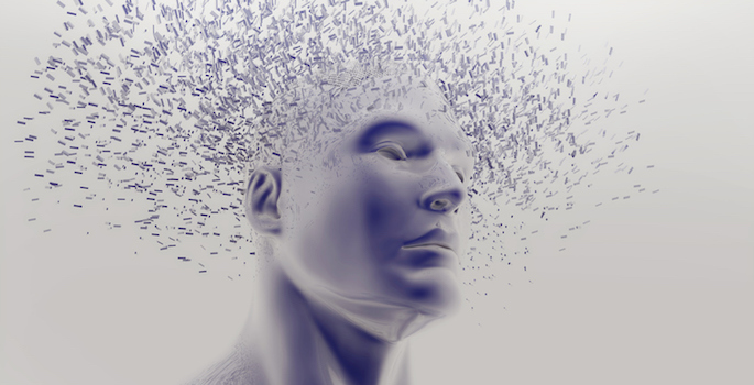 illustration of head dissolving into pixels