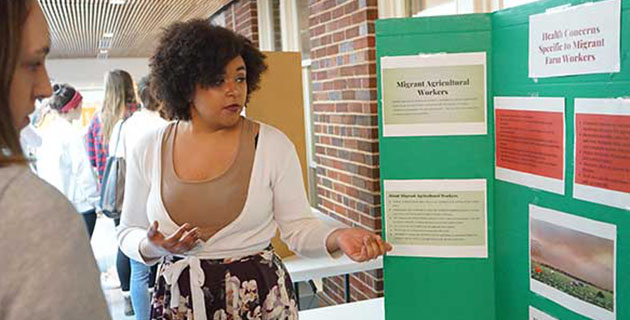 Nurse-Midwifery student Olivia Wreford earned first place honors in the Diversity poster presentation with her topic, “Health Concerns in Migrant Farm Workers.”