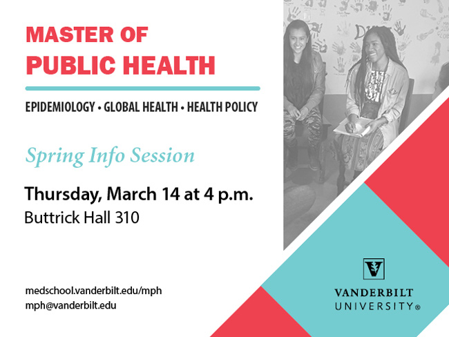 Master of Public Health spring info session poster
