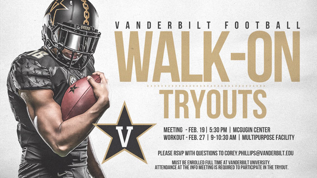 Vanderbilt Football walk-on tryouts set for Feb. 27 ...