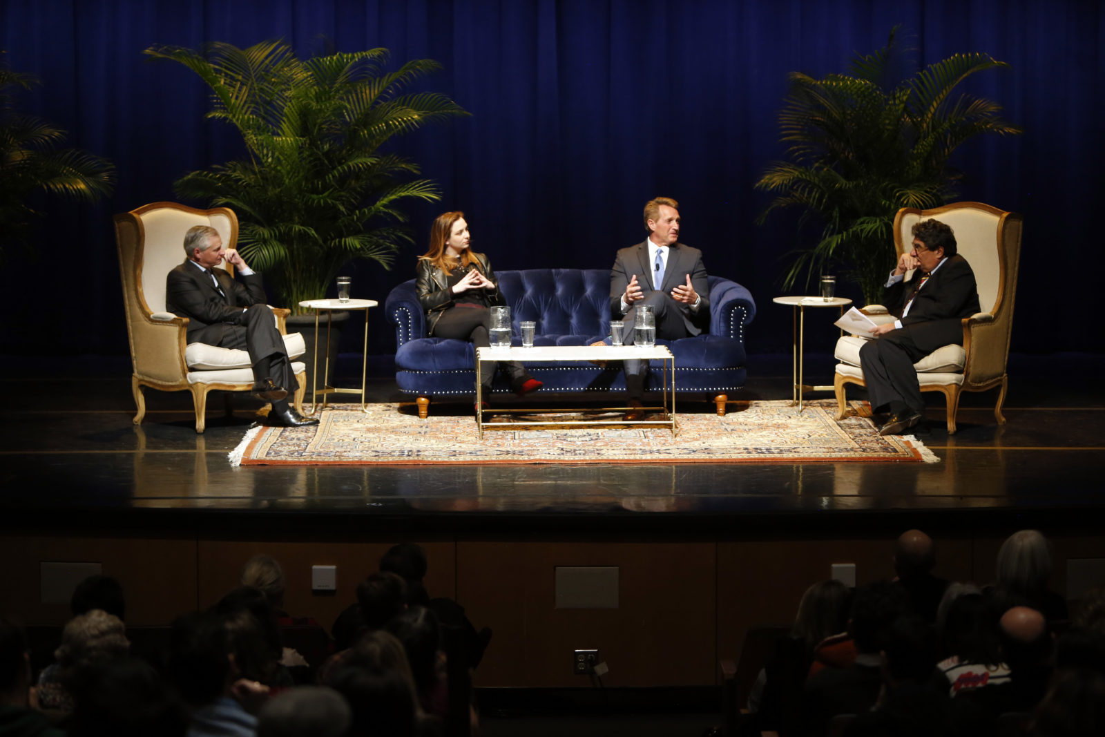 L-r: Jon Meacham, Zoe Chace, Sen. Jeff Flake and Chancellor Nicholas S. Zeppos(Vanderbilt University / Steve Green)