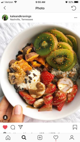 One of Chmara's "rainbow bowls" shown on her Instagram feed @KaleandKravings.