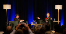 Chancellor Nicholas S. Zeppos and Temple Grandin (Joe Howell/Vanderbilt)