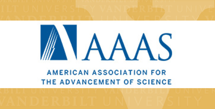 AAAS logo on top of gold MyVU template