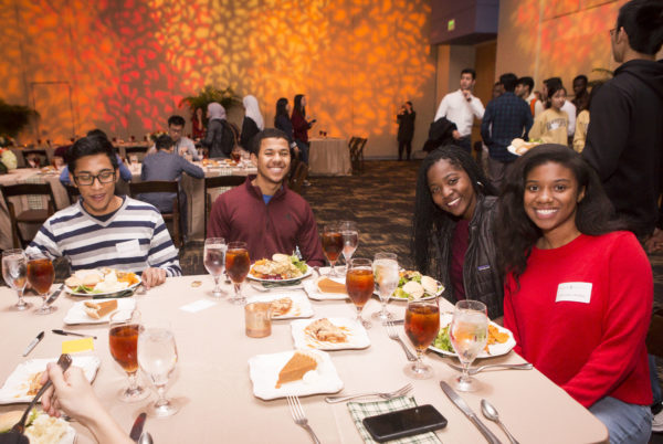 Vanderbilt students enjoy a Thanksgiving dinner in the Student Life Center. (Susan Urmy/Vanderbilt)