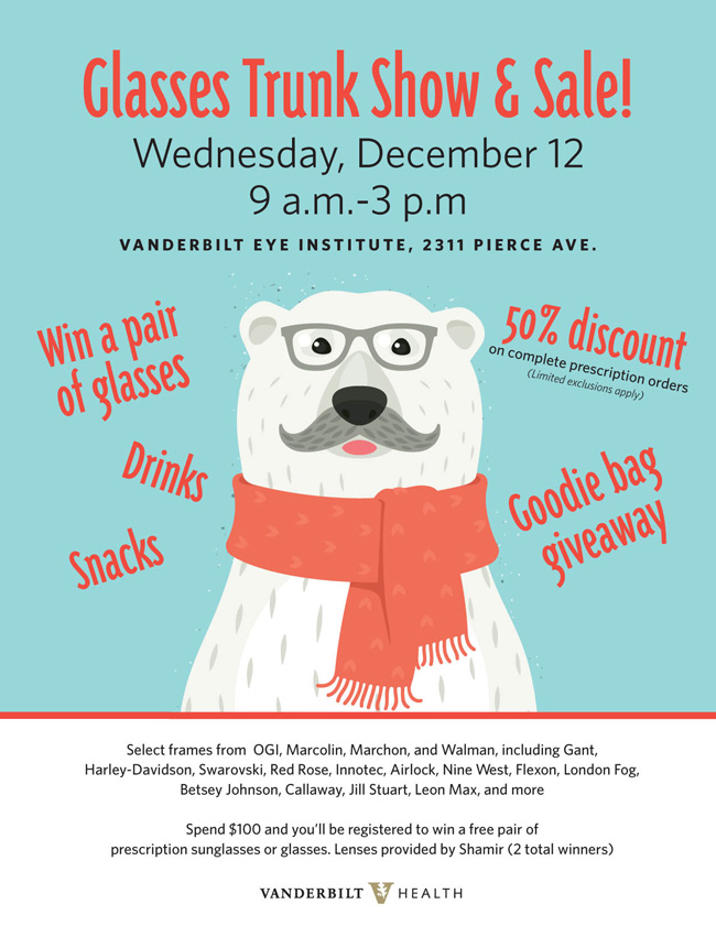 Vanderbilt Eye Institute Glasses Trunk Show and Sale Dec. 12