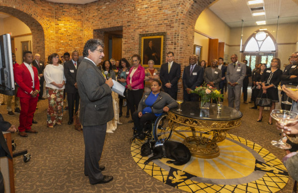 Chancellor Nicholas S. Zeppos speaks at the Vanderbilt Trailblazers portrait unveiling in Kirkland Hall Oct. 13. (Joe Howell/Vanderbilt)